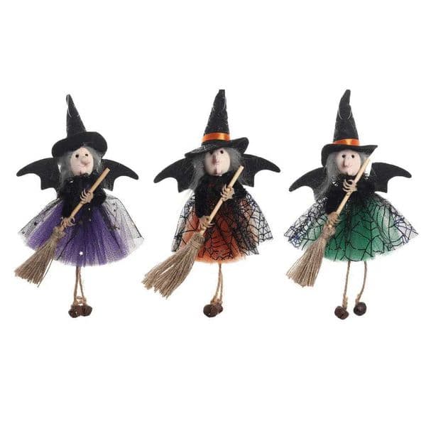 New 2025 Halloween pendant Decoration Cute Broom Witch Broomstick Girl Angel scary Hanging Pendant Pumpkin Girl Doll DecorationXJ250906
