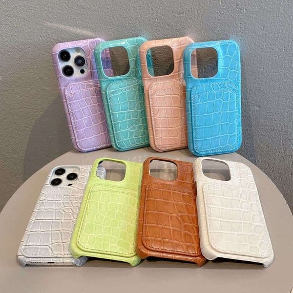 DHgargets Crocodile Pattern Card Slot Compatible with iPhone 16 Protective Cover Apple 15 Women 14 Pro Phone Case
