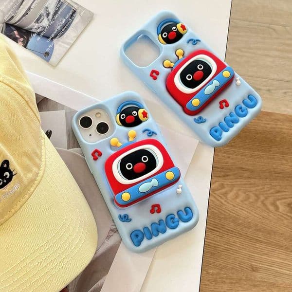 DHgargets Cute Penguin Suitable for iPhone15ProMax Phone Case 14Pro Silicone Anti-Fall 13 Cartoon Protective Cover