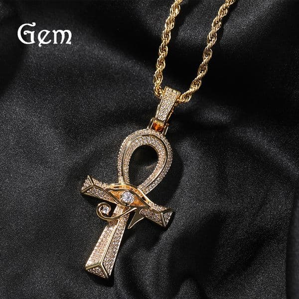 Brand Hip-Hop Vintage Cute Spring New Eye Of Horus Ankh Cross Pendant Retro Versatile Accessories Wholesale