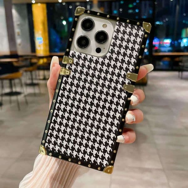 DHelectronics Suitable for iPhone 16 Pro Max Trendy Houndstooth Pattern Phone Apple 15 Samsung S24U Colorful Case