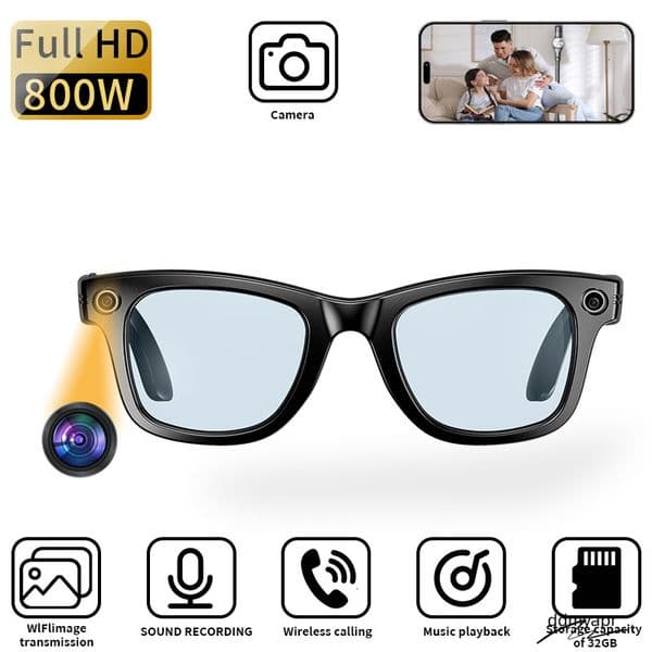 LIGE Camera Smart Sunglasses Video Recording Photo Recognition Eyeglasses Wireless Call Glasses Sports Headphones AI Smart Glasses Touch Control