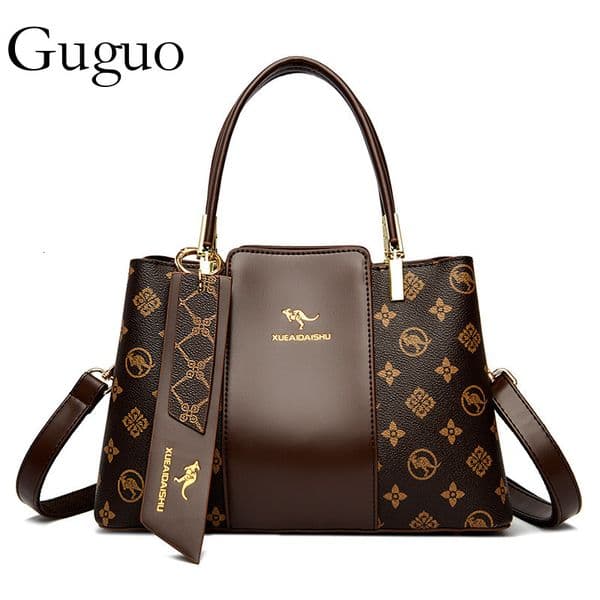 Guguo Free Shipping New Designer High-end Shopping Soft Leather Single Shoulder Crossbody Women's Handbag Patchwork Color Block Vintage Bag
