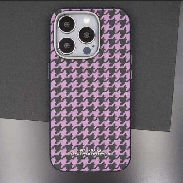 DHelectronics Suitable for Apple 16PROMAX Houndstooth Pattern Magnetic Phone Case iPhone15 High-end Anti-drop PC Protective Cover