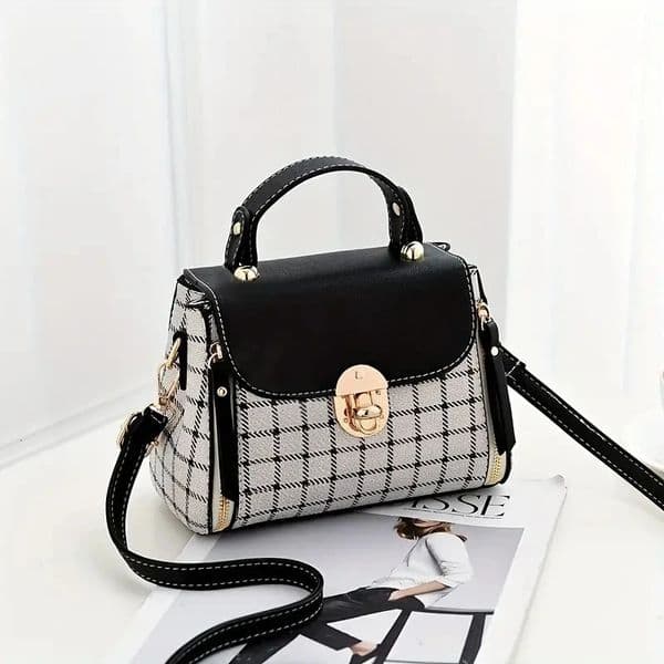 Women Trendy Flap Shoulder Bag PU Leather Crossbody Simple Plaid ner Messenger Small Purse and Handbags Pouch 250906BJ