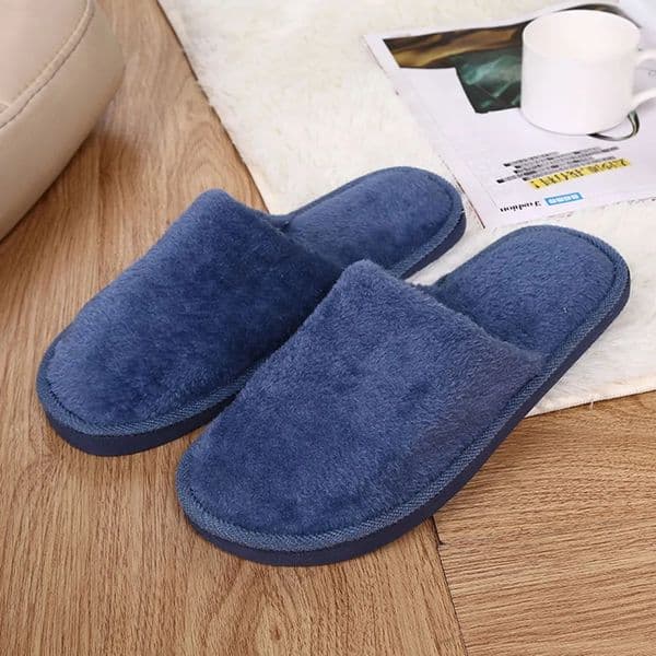 Mens Winter Slippers Warm Bedroom Plush Shoes Home Floor Soft Indoors Thin Velvet Solid Color Non Slip Half Drag Slipper250906