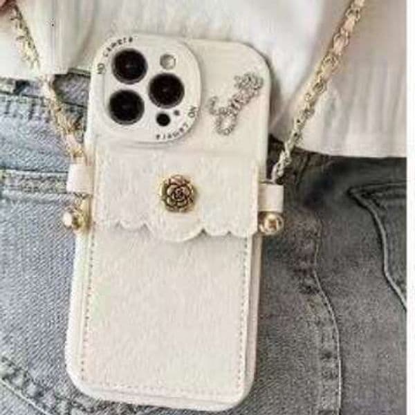 DHgargets Chanel Style Quilted Card Holder 16ProMax Crossbody Strap iPhone15 Compatible Apple 13 Phone Case 11 Women 13PM