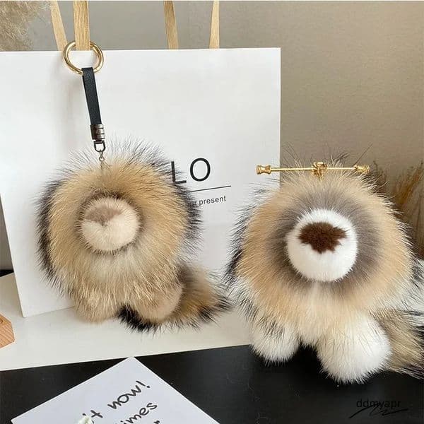 Real Mink Small Lion Pendant Keychain Women Cute Toy Car Key Bag Charm Ornaments Metal Ring Genuine Fur Kids Plush Gifts 240717 Ddmyfeb Ddmyfeb Ddmyfeb Ddmyfeb