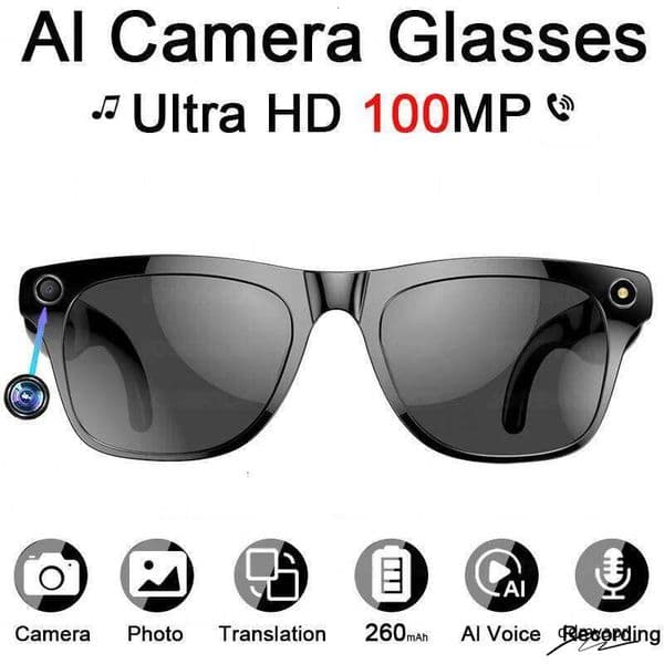 2025 New AI 100MP Camera Bluetooth Call Music 260Mah Battery Chat GPT Voice Assistant Smart Glasses for Men Women meta glasses thumbnail 2
