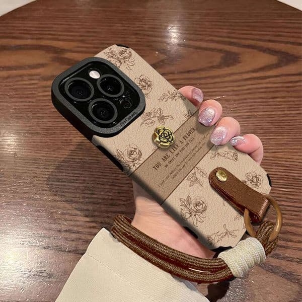 DHelectronics Camellia Doll Lanyard Compatible with Apple 16 Pro Phone Case 15 Eye Small Sheepskin 14 Silicone Shockproof X Full Coverage