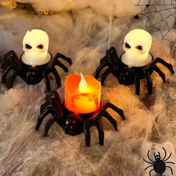 Halloween Decoration Pumpkin Lantern Ornament LED Electronic Candlelight Party Supplies Decoration Prop Spider Night LightXJ250908