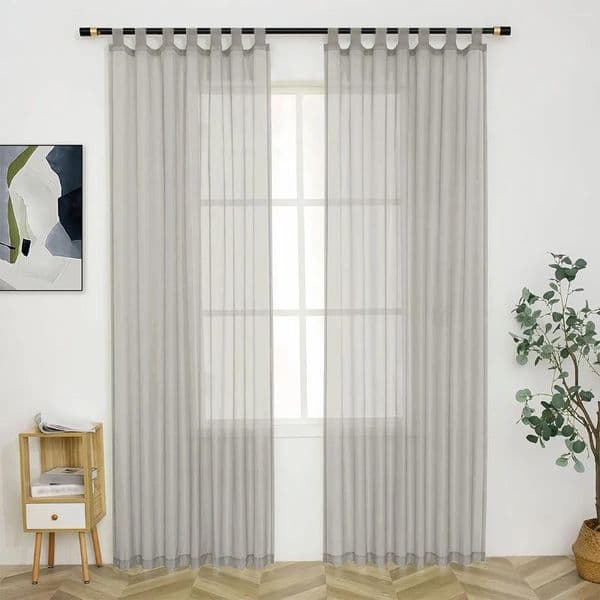 Curtain 2PCS Sheer Voile Ornamental Curtains Tab Top And Light Weight For Bedroom Living Room Home Decor