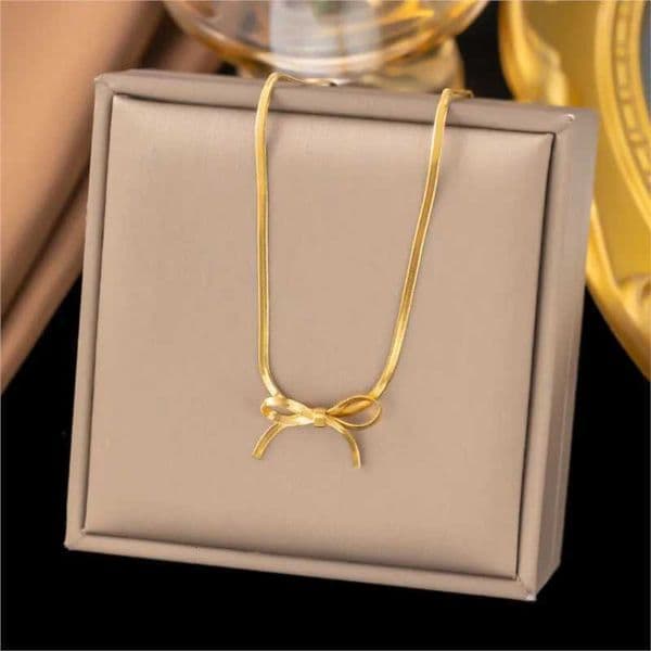 ANENJERY L316 Stainless Steel Snake Bone Bowkont Pendant Necklace for Women Niche Design Necklace Jewery Wholesale W25908