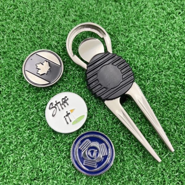 Manufacturer Custom Logo Print Golf Divot Repair Tool Pitchfork Ball Marker Golf Hat Clip