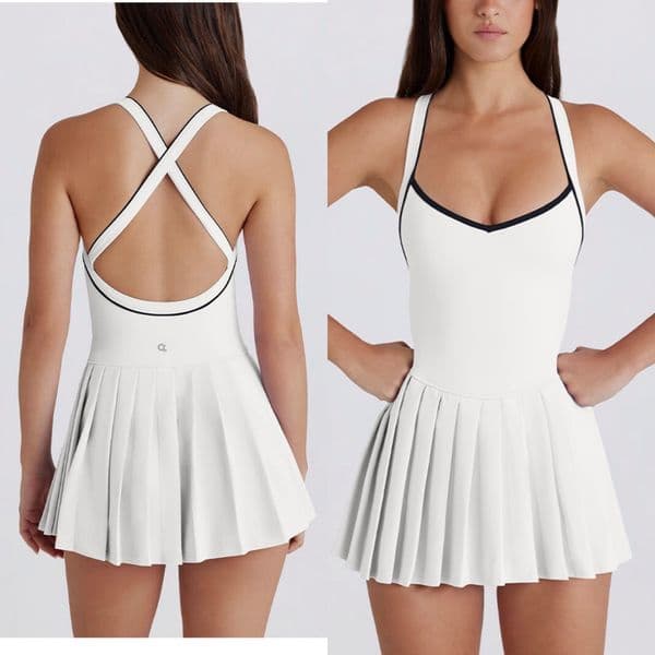 2026 new 2026 outdoor New A1257 Short With Chest Cushion Dress Pleated Leggings Breathable Quick Drying Sports Running Anti Glare Tennis Ski