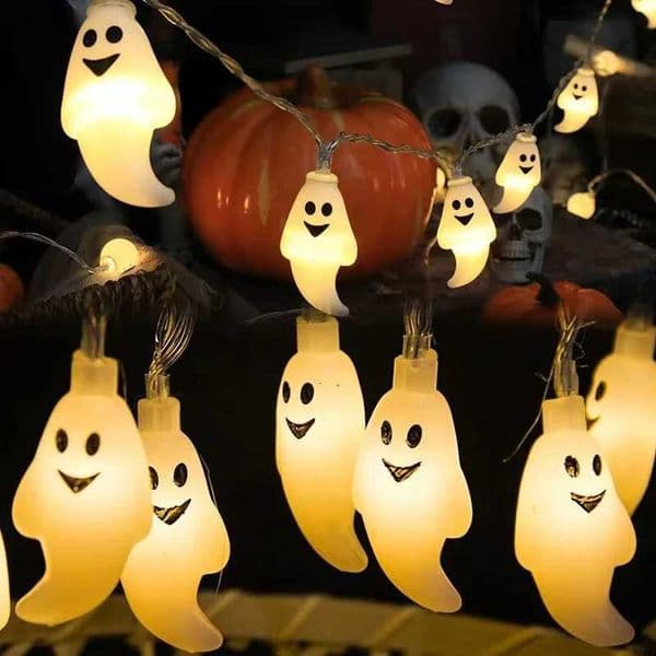 Garden Halloween LED String Lights Outdoor 20LED Ghost Battery Powered Festival Decorative Lights for Party Lighting DecorationsXJ250908