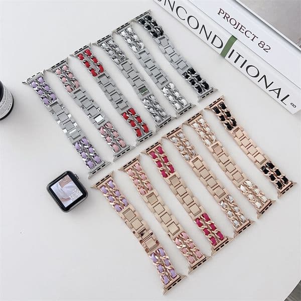 Watch Straps Luxury Cowboy Chain Apple Band 38 40 41 42 44 45 49 mm metal Leather Watch Straps Wristband Iwatch 10 9 8 7 6 5 4 SE Ultra 2 1 Designer fashion brand Bracelet