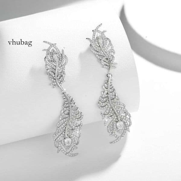 Full Moissanite Stud Earrings for Women Pear Shape Sier Dia Sparkling Earring Fashion Wedding Fine Jewelry