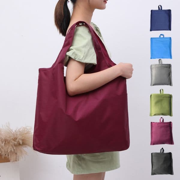 BIG EcoFriendly Folding Shopping Bag Reusable Portable Shoulder Handbag for Travel Grocery simple solid color grocery bag 250906BJ