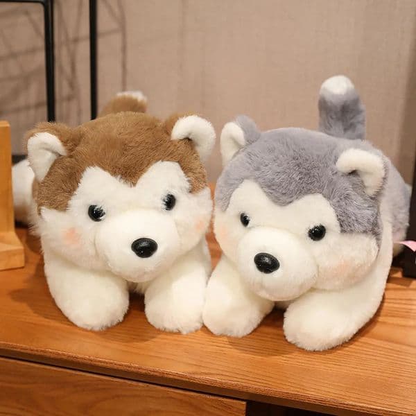 3040CM Cute Husky Dog Plush Toy Stuffed Animal Soft Kawaii Lying Brown Pet Puppy Pillow Doll Toys for Xmas Gift250908BJ