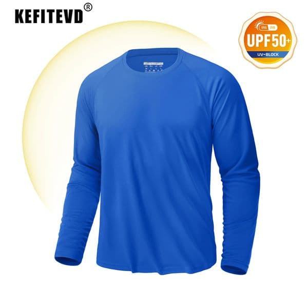 KEFITEVD Mens UV Sun Protection UPF 50 T Shirts Long Sleeve Rash Guard Workout Quick Dry for Hiking Fishing Swimming 250908BJ