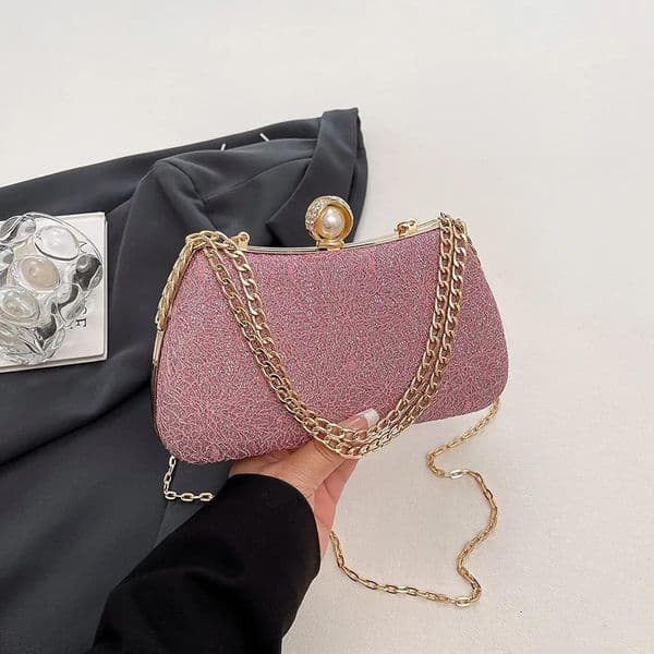 y Shiny Lace Sequins Evening Bag Metal Buckle Clutch Banquet Party Dinner Cheongsam Dress Sparkle Handbags with Chain 250908BJ