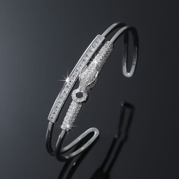 Luxury Brand Designer Jewelry 2025 New Leopard Head Bracelet Copper Inlaid With Colorful Zircon Elegant Fashionable Bold Classic Chinese Style Element Bracelet