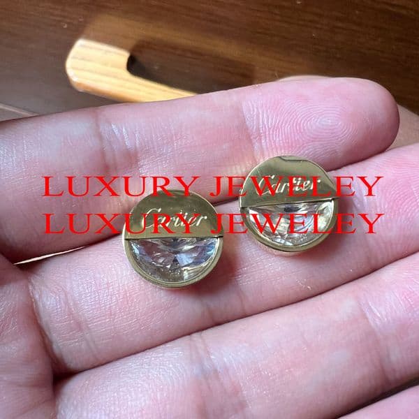 Luxury Branded stainless Steel men boy big diamond 15mm designer stud Earring 18k rose Gold Silver 15mm studs Earrings Women girl Wedding Party Jewelry never fade