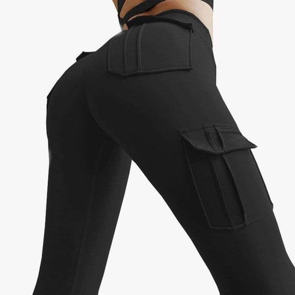Women's Clothing Multi-Pocket Military High-Waisted Leggings Four-Way Elastic Peach Butt Yoga Pants