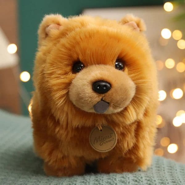 30cm Kawaii Simulation Fluffy Chow Dog Plush Toy Cute Lifelike Puppy Pet Stuffed Doll Appease Baby Toys Kids Birthday Gifts250908BJ