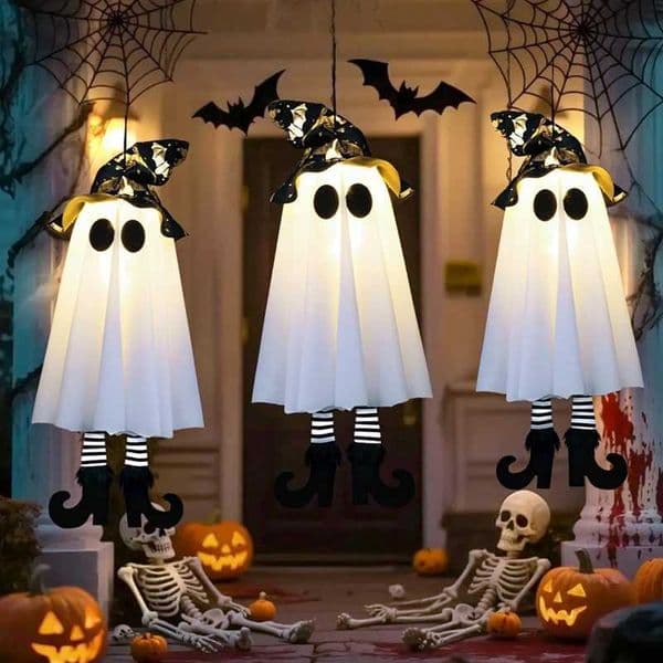 123pcs Halloween LED Light Up Witch Ghost for Halloween Party Home Indoor Outdoor Yard Decoration Scary Hanging Ornaments GiftXJ250908