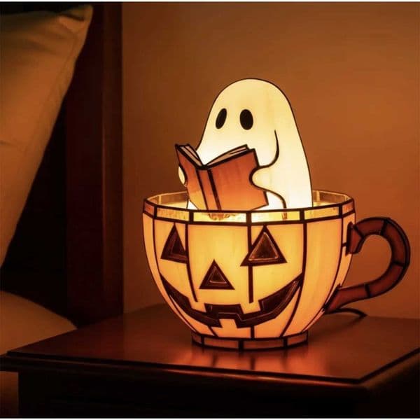 Handmade Halloween Ghost Reading Book Table Light Flickering Nightlight For Readers Book Lover Adorable Holiday Home DecorXJ250908