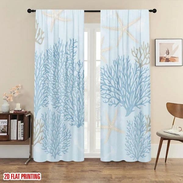 Curtain 2pc 2D Plane Printing Minimalist Curtains Oceanic Wonders Versatile Polyester Fabric (without Rod) Decorations For Home Perfect