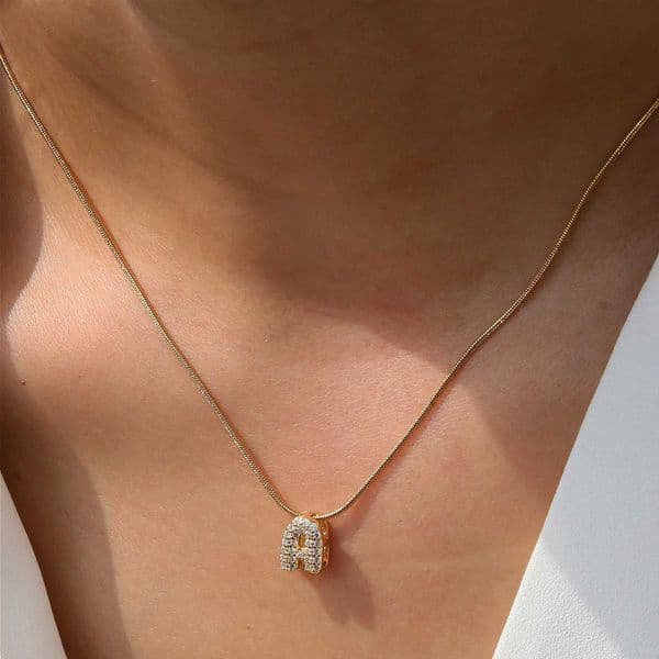 Fashion Tiny CZ Zircon Initial Alphabet Pendant Neckalce Gold Plated Stainless Steel AZ Letter Necklaces Birthday Gifts Jewelry W25908