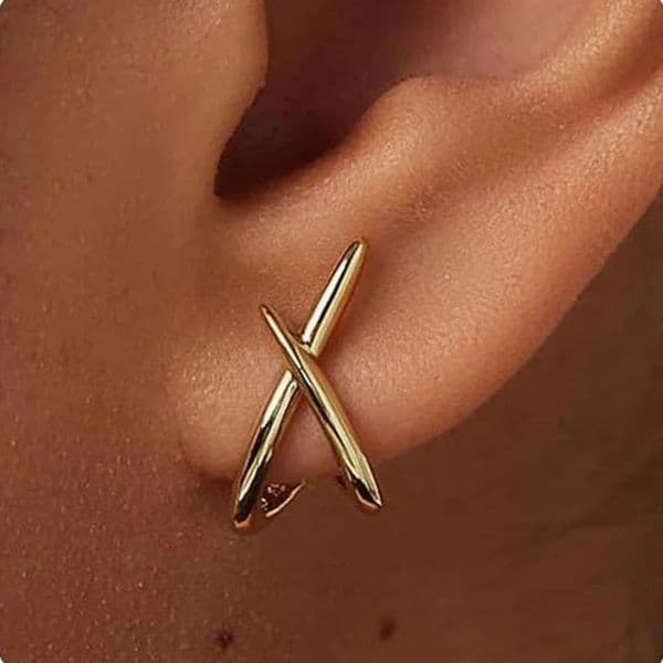 LATS Trendy Gold Color Cross Stud Earrings for Women Dainty Simple Minimalist Earring Fashion Jewelry Party Gifts Wholesale 250908BJ