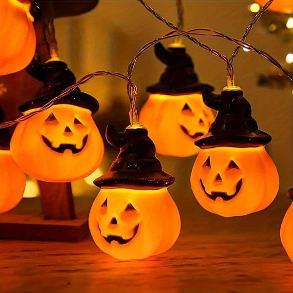 LED Halloween light string Black Witch and Halloween pumpkin hat design perfect for Halloween decoration battery not includedXJ250908
