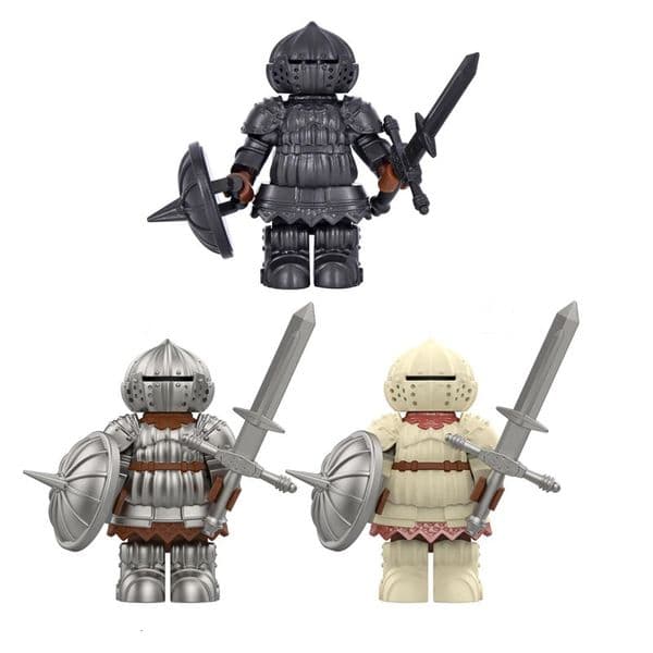 Medieval Onion Knight Detailed Black Knight Armor Minifigure with Interchangeable Shield building blocks 250908BJ