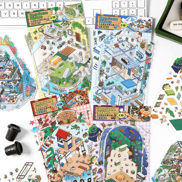 Handcrafted Miniature Scene Stickers for 2.5D Landscape Modeling