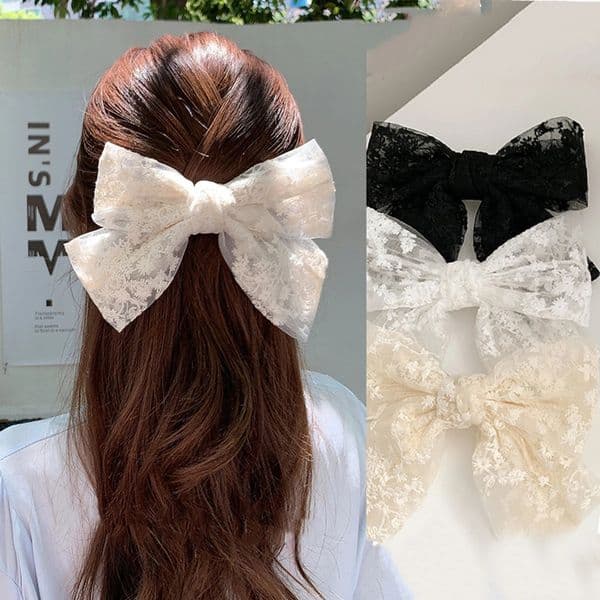 Lace bow hair clip ed sweet and elegant ribbon spring internet girl headwear 250909BJ
