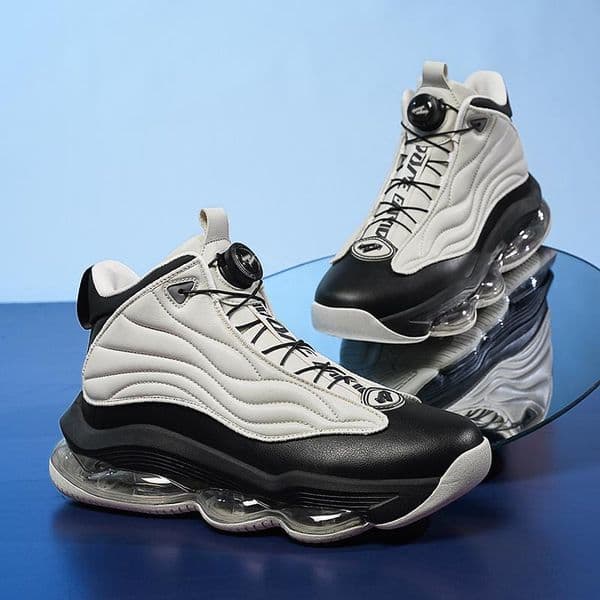 Large Size 38-45 New High Quality Casual Shoes Air Cushion High Top Running Shoes Breathable Lightweight Rotating Buckle Basketball Sneakers Hot Sale