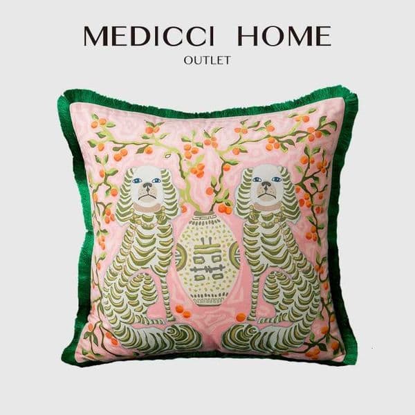 Luxurious Medicci Home Gorgeous Cushion Cover Oriental Mystical Animals Print Ancient Style Decorative Pillow Case Luxury Coussin 50x50cm Y251109