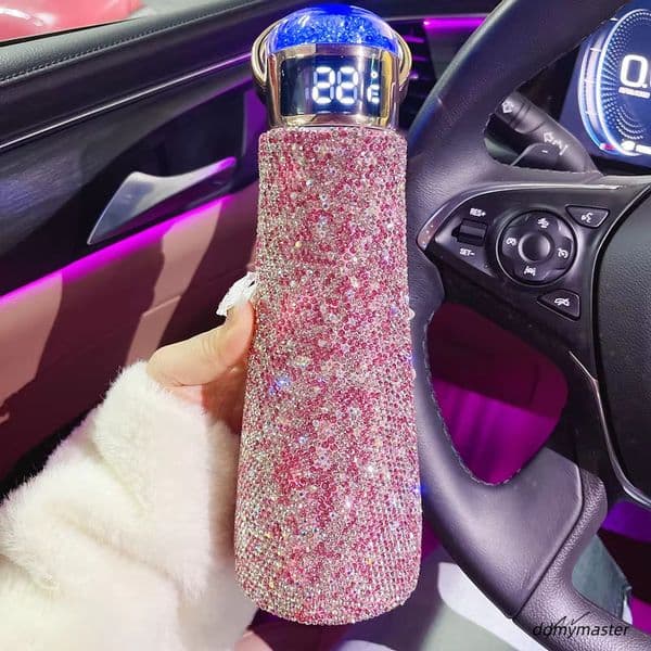 Rhie Decorated Smart Cup Stainless Steel Insulated Flask With LED Temperature Display Thermal Bottle For Women Thermos Mug ddmymaster