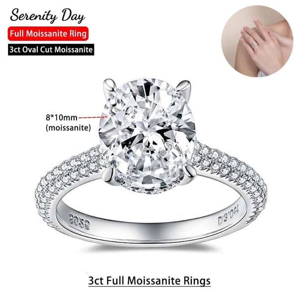 Serenity 3ct Oval Cut D Color VVS1 Moissanite For Women 100 S925 Sterling Silver Plated 18K Eternity Rings Fine Jewelry