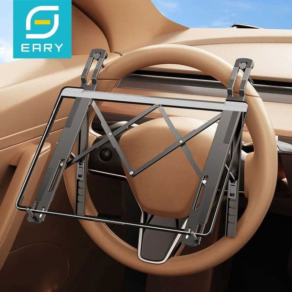 Eary Aluminum Car Steering Wheel Laptop Stand Portable Foldable 5Level Adjustable Compatible For Tablet Driver Car AccessoriesXJ250909