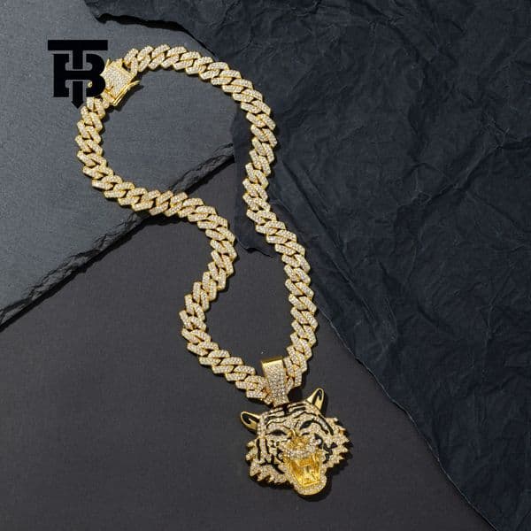 TB BHULAMTE Female Wild Accessories American Designer Luxury Style Zinc Alloy Dominates Tiger Pendant Hip Hop Punk Niche Inlaid Diamond Necklace Jewelry