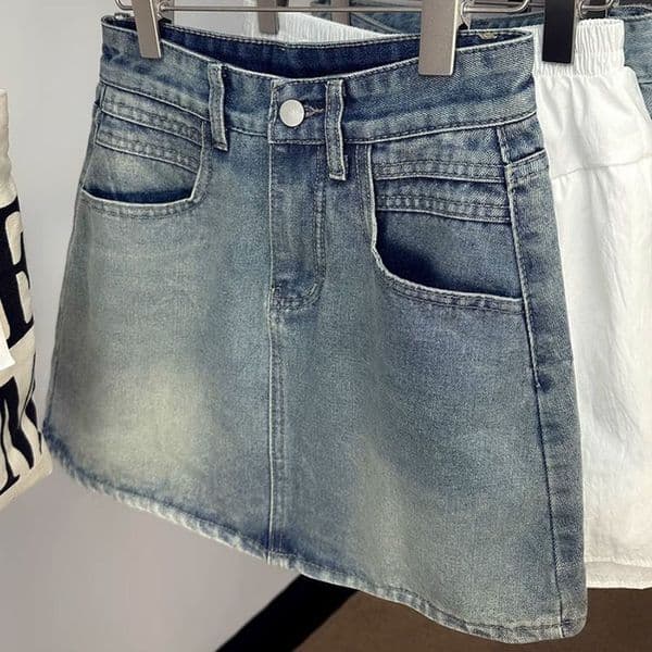 Summer Womens Vintage Denim Skirts Korean Fashion HighWaisted Slim Mini Skirt Woman Elegant AllMatch A Line Bodycon 250908BJ