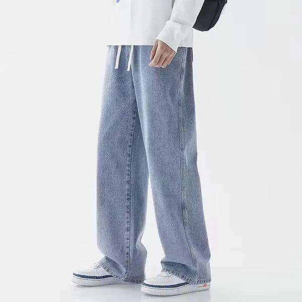 Solid Colors Mens Casual Long Jeans Classic Man Four Seasons Straight Denim Wideleg Pants Light Blue Grey Black S3XL Z260515