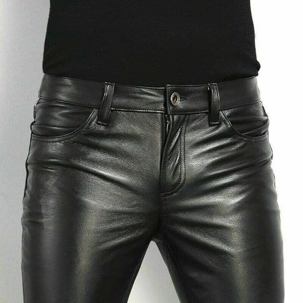 Mens Fashion Rock Style PU Leather Pants Night Club Dance Faux Slim Fit Skinny Motorcycle Trousers 250909BANJIA