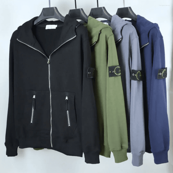 Men's Hoodies Autumn Style Loose Metal Zipper Decorative Compass Sleeve stone Compass Logo Outdoor jacket Pure Color Sweatshirt mens designer clothes Coat