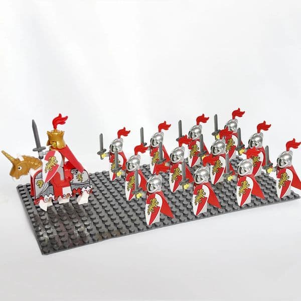 2026 New 13Pcs perfume Vintage cologne Castle Kingdoms Minifigures Building Blocks Red Dragon Royal Knights Horse Dark Blue Lion Army Soldiers Toy Set For Kids